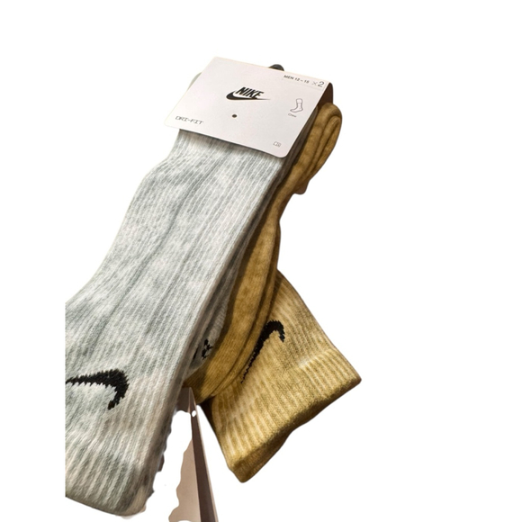 Men's Nike XL Athletic Crew Socks 2-Pack Light Grey Tan Dri-FIT - Picture 1 of 5
